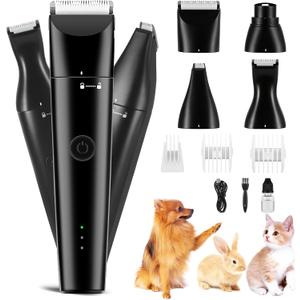 4 in 1 Dog Grooming Kit with USB-C Charging, Paw Trimmer for Small Dogs, Cats, Pet Hair Clippers Dog Nail Grinder, Cordless Hair Trimmer with 2 Speed Modes 4 in 1 Dog Grooming Kit with USB-C Charging, Paw Trimmer for Small Dogs, Cats, Pet Hair Clippers Dog Nail Grinder, Cordless Hair Trimmer with 2 Speed Modes