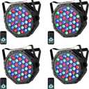 36LED Par Lights DJ Stage Light Corded RGB with Sound Activated Control Uplighting for Wedding Party Club Christmas Stage Lighting Apparatus 4-Packs Bronze