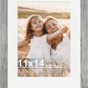 Hongkee 11x14 Picture Frame with Real Glass - 8x10 Wooden Frame with Mat, Horizontal and Vertical Display for Wall or Tabletop (Grey, 1 Pack)