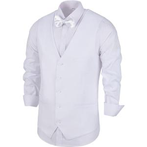 Men's Suits Vest V-Neck Sleeveless Slim Fit Jacket Groomman Casual Suit Vests for Wedding Formal Party Tuxedo for Men (White)