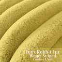 FUTEI Mustard Yellow Decorative Throw Pillow Covers 20x20 Inch Set of 2, Square Soft Faux Rabbit Fur Big Striped Cushion Cover,Home Decor for Couch Sofa Bed Living Room