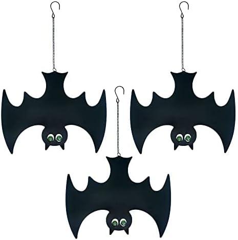 Metal Bats, Silhouette Pendant Outdoors Halloween Yard Decorations, Set of 3 (Black)