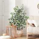 Yepdin Artificial Ficus Tree - 4 FT Tall Silk Fake Tree with Pot - Lifelike Foliage & Branches for Indoor/Outdoor Decor