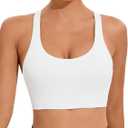 RUNNING GIRL Sports Bras for Women,Seamless Strappy Sports Bra High Support Crisscross Back with Removable Pads (Beige, M)