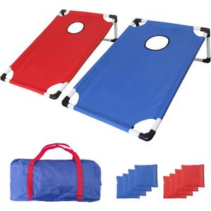 Portable PVC Framed Cornhole Game Set with 2 Collapsible Cornhole Boards, 8 Bean Bags and Carrying Case, Waterproof Mini Cornhole Set, Outdoor Indoor Yard Toss Games Rainbow Design (3 x 2-feet)