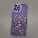 Upgraded Magnetic for iPhone 14 Pro Max Case 6.7" with Screen Protector [Compatible with MagSafe] Pretty Flower Floral Pattern Design, Shockproof Cover for Women Girls, Purple (Purple-updated model)