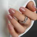 CurvLife Press On Nails Short Square Nude Pink, Glossy Soft Gel Fake Nails, Reusable Salon Look Manicure for Women Teens Beginners, 30pcs, Daily Wear Work Party, Date Night Romantic (Medium)