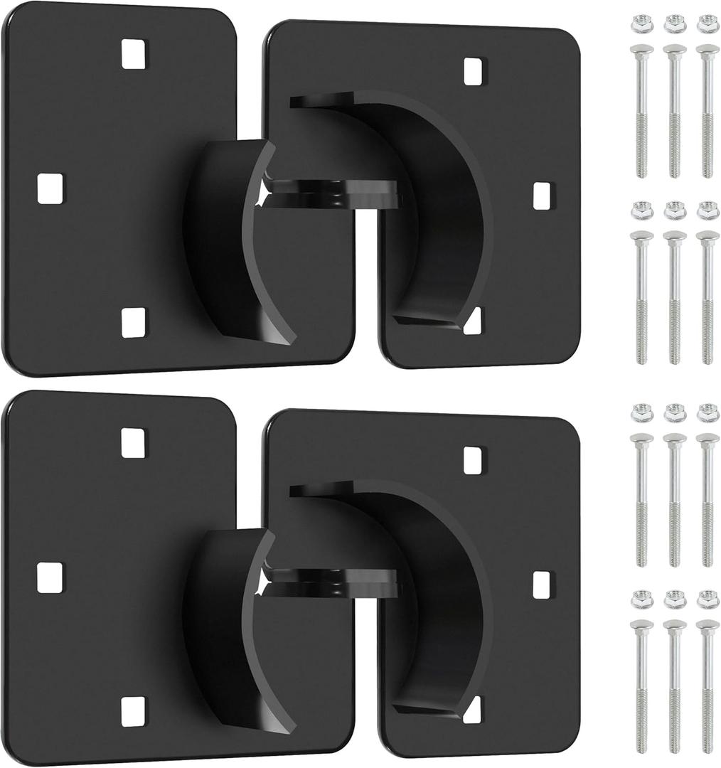 IRONWALLS Puck Lock Hasp Black 2 Packs, Heavy Duty Lock Hasp for Hidden Shackle Padlock Diameter Within 2-7/8/73mm, Steel Puck Lock Holders Brackets for Shipping Container, Trailers Doors