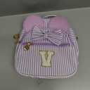 Personalized Birthday Gift for Toddler Girls, Small Initial Backpack Purse for Little Girl, Cute Mini Purse for 3-10 Years Old Kids,Purple V