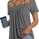LONGYUAN Womens Tunic Tops 2026 Short Sleeve Shirts Summer Casual Tee Comfy Blouses (Gray, L)