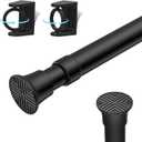 AIZESI 1PCS Spring Tension Curtain Rods 24 to 46 Inch Black Tension Rod Spring Curtain Rod Short Curtain Rod Tension Adjustable Curtain Rods for Kitchen, (With One Set Rod Holder)