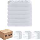 White Bulk Twin Fitted Sheet Only Deep Pocket 24 Pack, Quick Sort Bottom Bed Sheets Color-Coded Label Threads, Soft Brushed Microfiber Hotel Motel Airb&bs Essentials for Hosts, 39"x75"