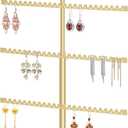 4-Tier Earring Holder Organizer Stand，Stud Earring Organizers and Storage with Ring Tray, Adjustable Earring Rack Jewelry Display Tree, 96 Holes and 88 Grooves for Earrings for Women Girls