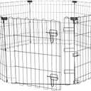 Amazon Basics Foldable Octagonal Metal Exercise Puppy / Dog Playpen - Indoor/Outdoor, Single Door, Extra Small (8 Panels, 24 x 24), Easy to assemble and store, 24" - Puppy, Black