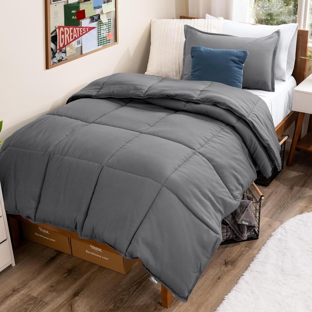 Bare Home Comforter Set - 1800 Ultra Soft (Twin/Twin XL, Grey)