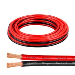 8 Gauge Wire 5 Feet, 8/2 AWG Pure Copper Wire, 8AWG 2 Conductors Red Black Oxygen Free Stranded Low Voltage Wire for Solar Panel, Automotive, Audio Auto, LED Lighting(8 AWG 5FT)