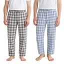 LICWOYAR Men's Pajama Pants Lightweight Cotton Pjs Bottoms Sleepwear Sleep & Lounge with Pocket 2Pack(2Blue Gray-M)
