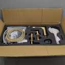 Gold Roman Tub Faucet with Sprayer, 5 Hole Bathtub Faucet with Hand Shower, 5 Piece Deck Mount Tub Faucet Set Brass, Deck Mount Tub Filler 3 Handles - JIAENLEMA