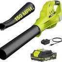 Leaf Blower Cordless, 20V Electric Leaf Blower Cordless with Battery and Charger- 150MPH 3 Speeds 17000RPM Lightweight Battery Leaf Blowers for Lawn Care, Patio Yard Car Leaves and Grass