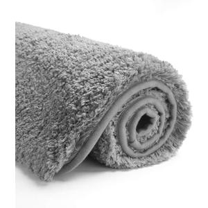 Suchtale Extra Soft & Absorbent Shaggy Bath Mat (24 x 40, Grey) - Machine Washable Microfiber, Non Slip, Luxury Floor Mat