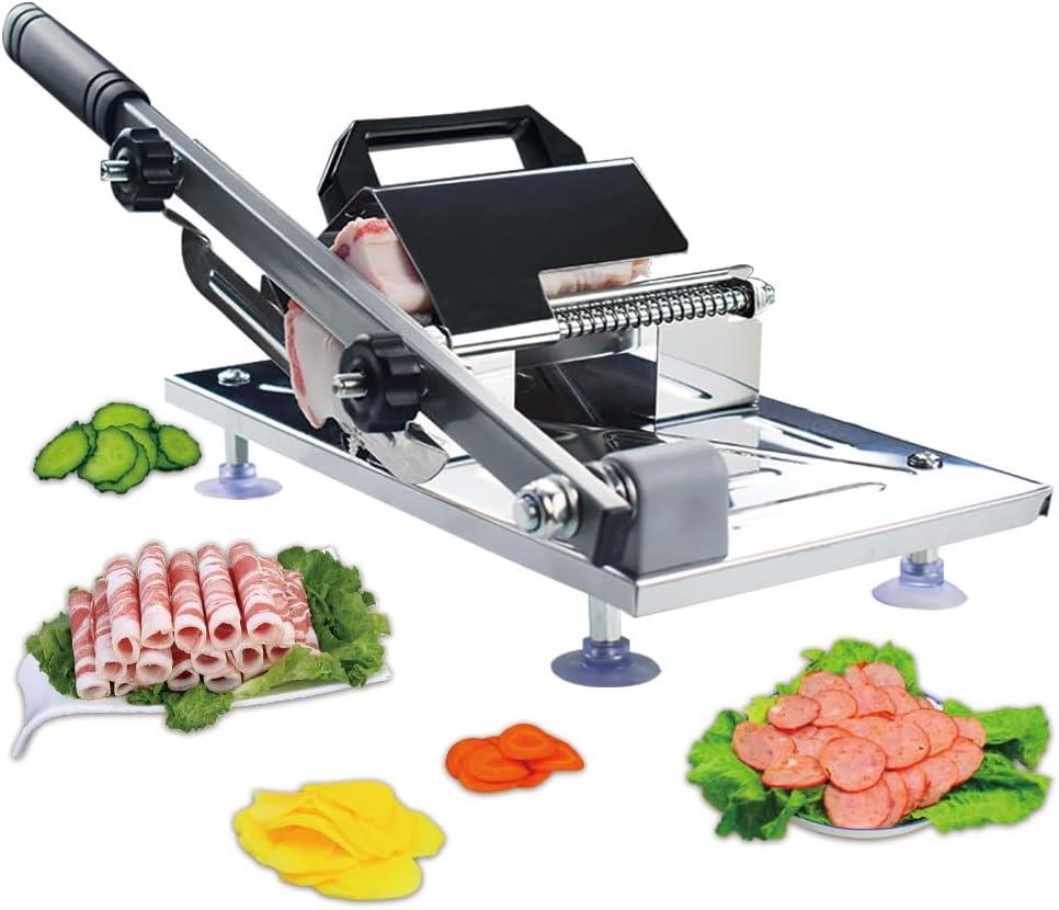 Manual Frozen Meat Slicer, Home Kitchen Stainless Steel Cutter Machine, to Cut Beef Roll, Bacon Mutton Luncheon Spam, For Home Cooking Hot Pot Shabu BBQ, 17cm Blade