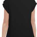 Floral Find Girls Casual Crewneck Cap Sleeve T Shirts Summer Tunic Tops Loose Fit Cute Tee, Black, 10-11Y (Black, XL)