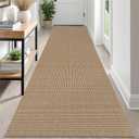 IOHOUZE Washable Runner Rug 3x12 Non Slip Rubber Backed Extra Long Hallway Runner Entryway Runner Indoor, Kitchen Rugs Woven Cotton Floor Carpet for Hall Entrance Stair, Orange/Tan/Brown