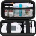 Elonbo Diabetic Supplies Travel Case, Diabetic Supply Organizer Bag, Glucose Meter Storage Case, Insulin Pen Carrying Case for Glucose Monitor, Blood Sugar Test Strips, Lancets, Syringe, Black