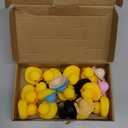 12 Set Mini Rubber Ducks Dashboard with Mini Swim Ring Sun Hat Necklace and Sunglasses, Yellow Duck Bath Ornaments for Car Decor Accessories