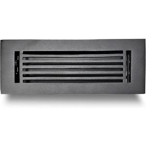Prima Decorative Cast Aluminum Floor Register/Vent Cover : 3"x10" with Damper for Floors, Walls & Ceilings, Metal, Paintable, Modern Linear Design, Black Matte (VR-109)