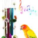 FlidRunest Bird Chewing Toys with Colorful Bells, Conure Wind Chimes Chew Toy with Colorful Stick, Bird Parrot Cage Hanging Bells Toys for Conure, Budgie, Parakeet, Cockatiel, Lovebird