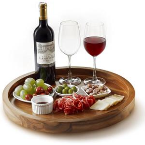TIDITA 16" Wooden Lazy Susan Organizer for Tabletop 360° Rotation, High Rim
Solid Acacia Wood, Non-Skid Pads, Swivel Round Lazy Susans Turntable for Countertop, Decorative Tray, Cheese Board, Multi-Use