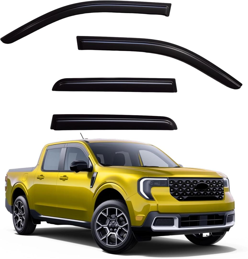 Window Visors Rain Guards Compatible with 2022-2026 Ford Maverick, Side Window Wind Deflectors Vent Shades Out-Channel Accessories, Dark Smoke 4 Pcs, 2023 2024 2025