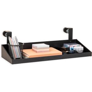 Mind Reader Hanging Cubicle Shelf, Metal Storage Organizer for Office or Home, 20.25" L x 7" W, Black