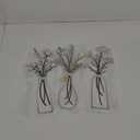 Pigort 3 Pieces Metal Flowers Wall Arts - Rustic Farmhouse Decor Beige Minimalist Flower Wall Decors for Living room Bathroom Bedroom Dining Room-Housewarming Gifts (Beige, Vase-C)