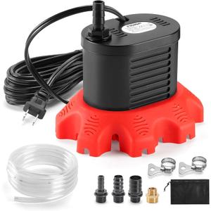 FIDISP Pool Cover Pump, 850 GPH Water Pump for Pool Draining With 4 Hose Adapters, 20 FT Drain Hose, 25 FT Power Cord, Pool Cover Pumps Above Ground for Drainage of Pool Covers, Ponds and Tubs(Red)