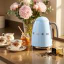 SMEG KLF03 Electric Kettle 1.7L (7 Cup), Retro Hot Water Boiler for Tea & Coffee, Fast Boiling, Auto Shut-Off, Soft Open Lid, 360° Swivel Base Countertop Kettle – Pastel Blue