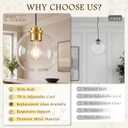 KoKo&Yukina 8" Globe Pendant Light 2 Pack Pendant Lights Kitchen Island Gold Clear Glass Pendant Lights Height Adjustable Mid Century Modern Light Fixture for Dining Room Bedroom Foyer Bulbs Incl.