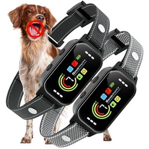JEUJE Dog Bark Collar 2 Pack, Bark Collar for Large Medium Small Dogs 8-120lbs, AUTO Barking Collar, Bark Training Collar with 7-Level Sensitivity + 5 Safety Modes Humane Training System