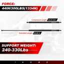 IAQWE 44Inch 300Lbs/1334N Gas Struts Shock Spring Lift Support for Tonneau Cover Heavy Duty RV Bed TV Cabinet Murphy Truck Bed Floor Hatch Storage Toolbox Lid Truck Topper Camper Window, 2Pcs