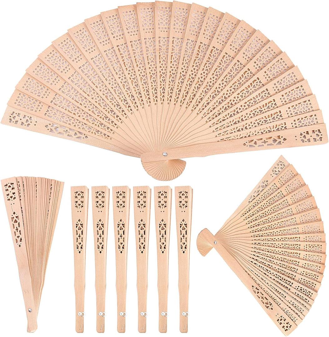 HOIGON 30 Pack 8 Inch Sandalwood Fan, Foldable Hand Wooden Fans Bulk, Folding Wedding Fans for Guest, Party Favors, Gifts, Dancing, Decoration Shower