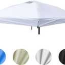 D&ONEHOS 10x10 Canopy Replacement Top, Waterproof Sunshade Canopy Tent Top Roof Cover for Outdoor Garden Patio Pavilion Sunshade with Silver Coated (Top Only, 120“x120”, White), RCT-1010
