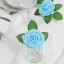 DuHouse 25Pcs Artificial Roses Flowers Fake Rose with Stems Real Touch Foam Flowers for DIY Wedding Bouquet Centerpiece Floral Arrangement Party Home Decor (Sky Blue)