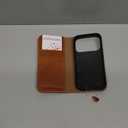 SHIELDON Genuine Leather Wallet Case for iPhone 17 Pro 6.3" 2025 | Flip Cover | Magnetic Closure | RFID Blocking Credit Card Holder | Kickstand | Shockproof Phone Cover | Retro Brown