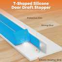 T-Shaped Silicone Door Weather Stripping for Side, 1.37 in x 40 Ft Door Draft Stopper Shower Seal Strip for Door Frame & Windows and Shower Sweep Gaps(White)