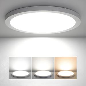 20 Inch Round LED Ceiling Light with Triac Dimming & 3 CCT Options (3000K/4000K/6500K) - 40W Super Slim Flush Mount Panel for Bedroom, Kitchen, Hallway, Garage & Office