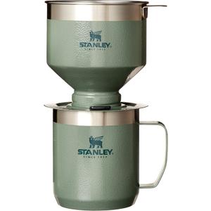 STANLEY Perfect Brew Pour Over Set | 12 oz Camp Mug with Lid Included | Drip Coffee Maker with Reusable Filter | Insulated Stainless Steel | BPA-Free | Hammertone Green