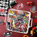 Tigeen 48 Pcs Racing Iron on Patches Checkered Racing Flag Patches for Clothes Jackets Jeans Dress Hats Backpacks Bags Accessory