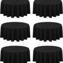 6 Pack Black Round Tablecloth 90 Inch Circle Polyester Table Cloth,Washable Fabric Stain and Wrinkle Resistant Table Cover Decorative Table Clothes for Wedding Party Banquet Reception