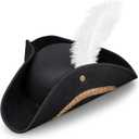 Pirate Costume Hat Women/Men, Pirate Hat Adults, Tricorn Colonial Hats Fit for Revolutionary War Costume Halloween